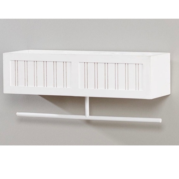 NIB White Organization Bathroom Wall Shelf with Towel Bar! - Picture 2 of 7
